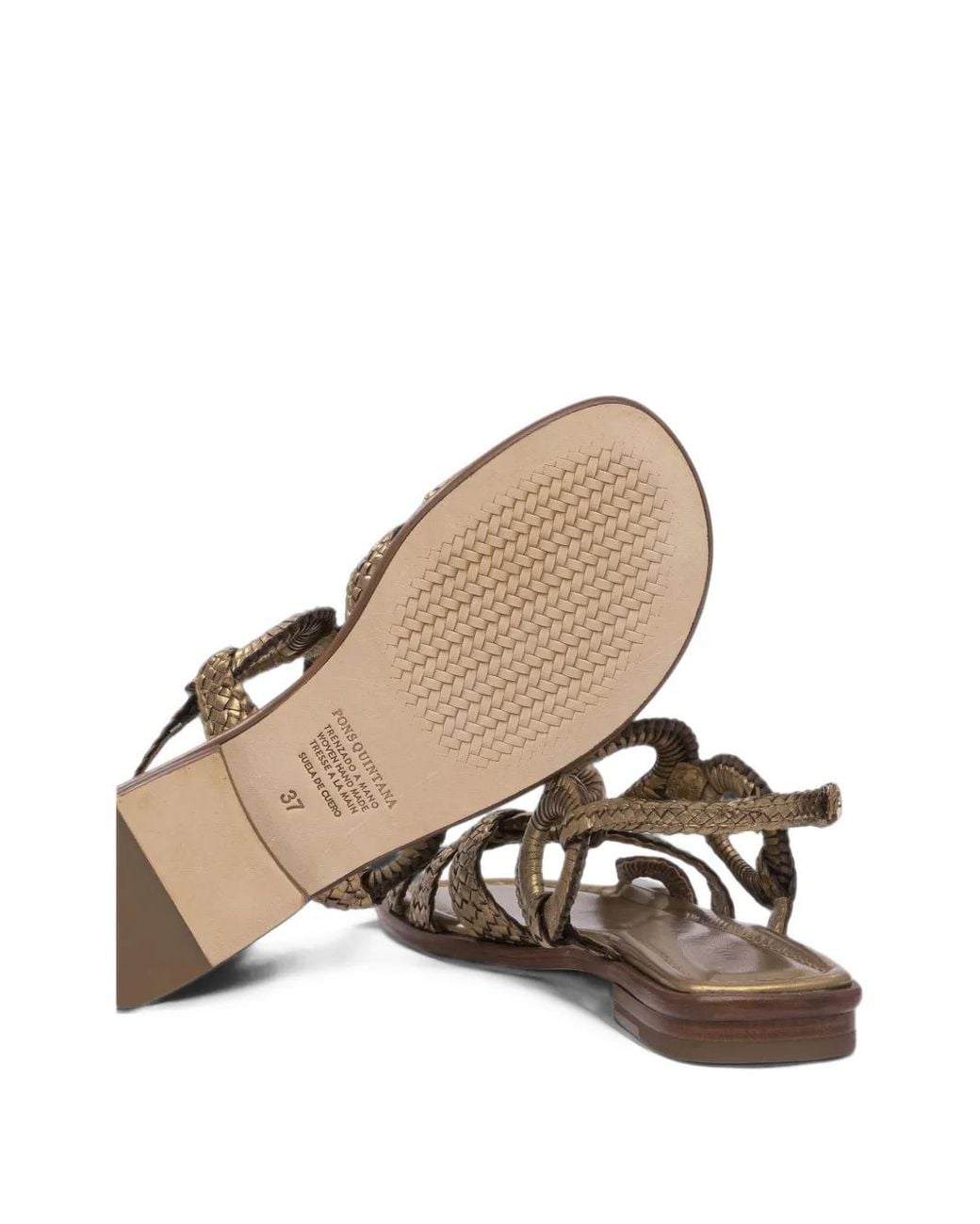 Pons Quintana Metallic Tina Woven Ring-Detail Sandals