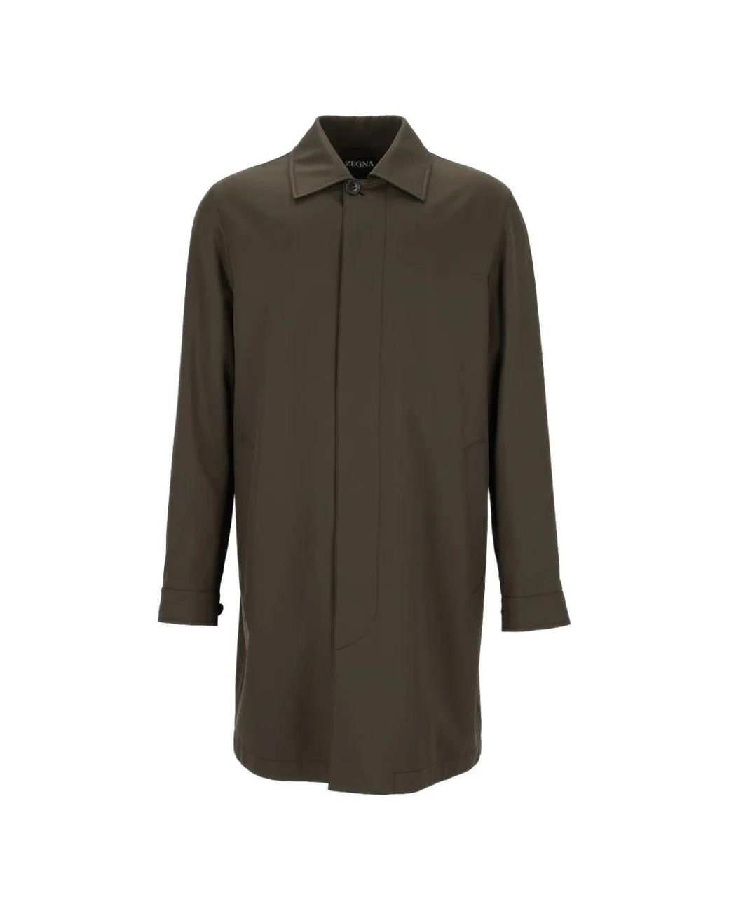 Zegna Gray Motorin Concealed-Fastening Coat for men