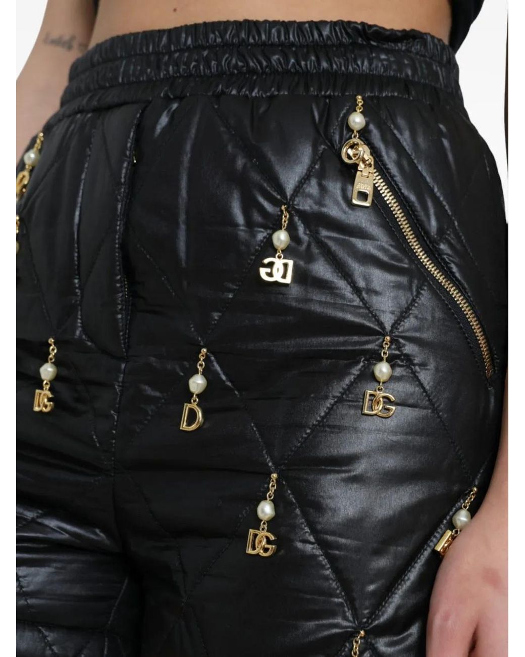Dolce & Gabbana Black Quilted Logo-Charm Shorts