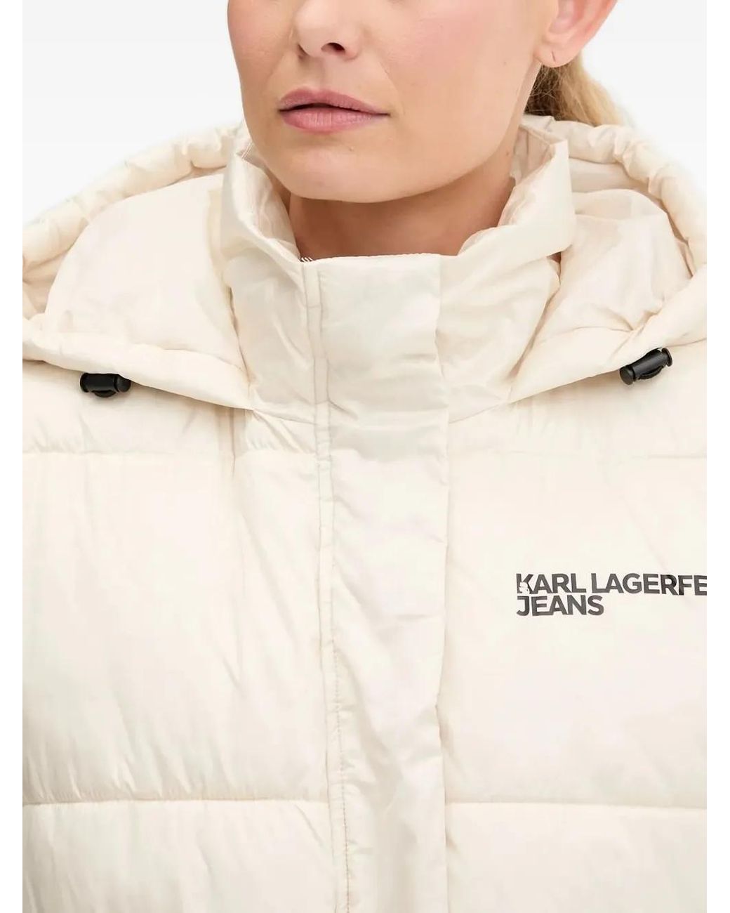 Karl Lagerfeld Natural Hooded Belted Puffer Gilet