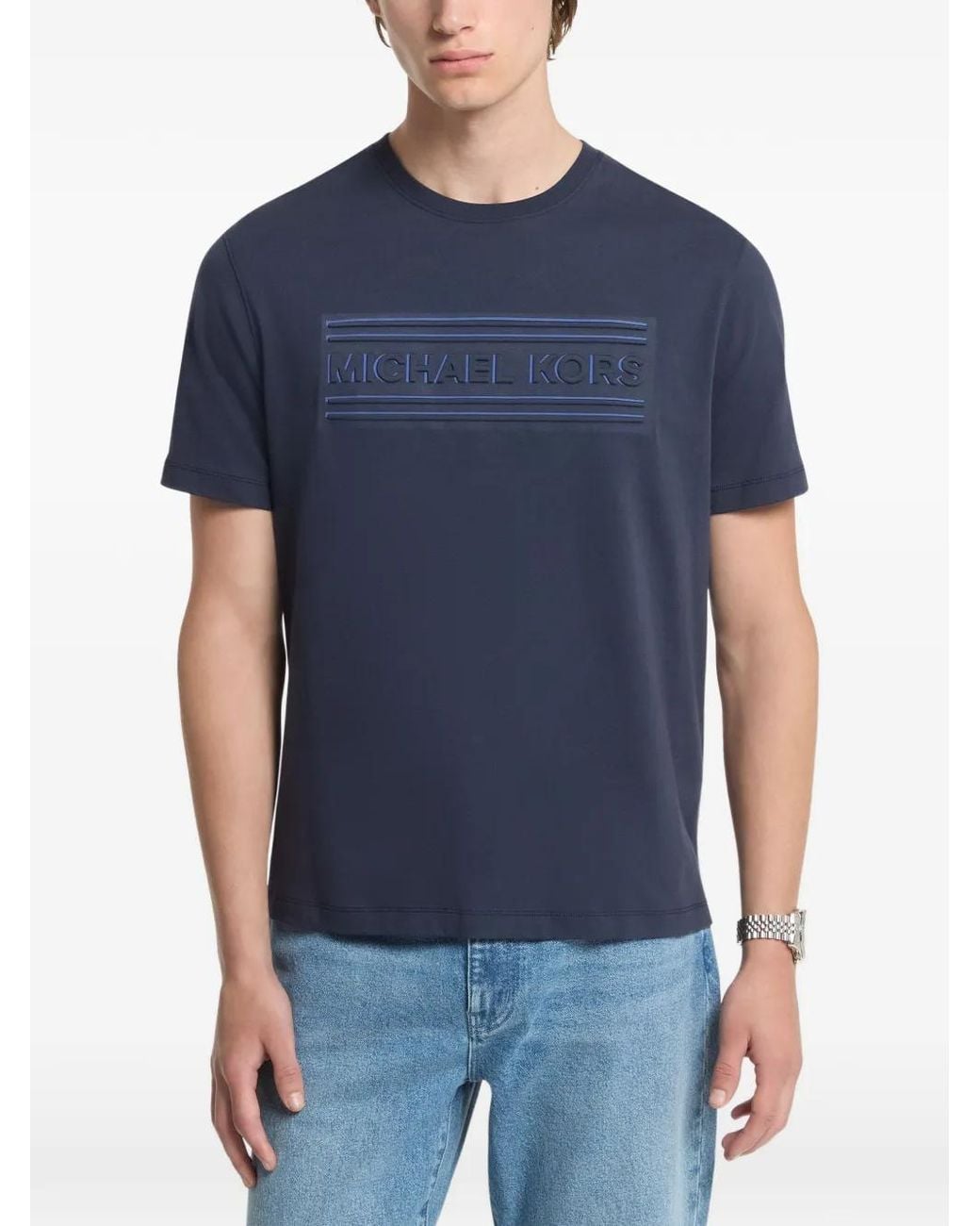 Michael Kors Blue Graphic Logo Cotton Jersey T-Shirt for men