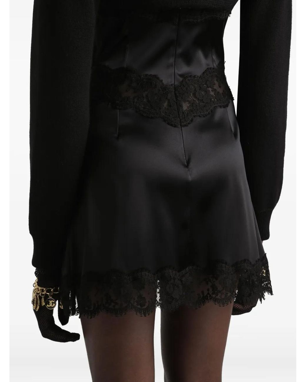 Dolce & Gabbana レーストリム ミニドレス Black