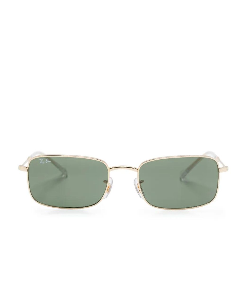 Ray-Ban Green Rectangular Metal Tinted Sunglasses