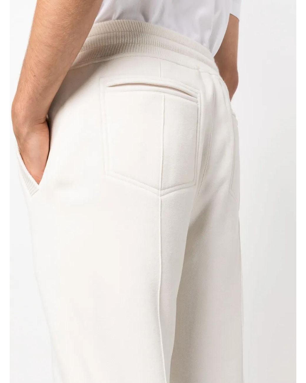 Brunello Cucinelli White Drawstring Cotton Track Pants for men