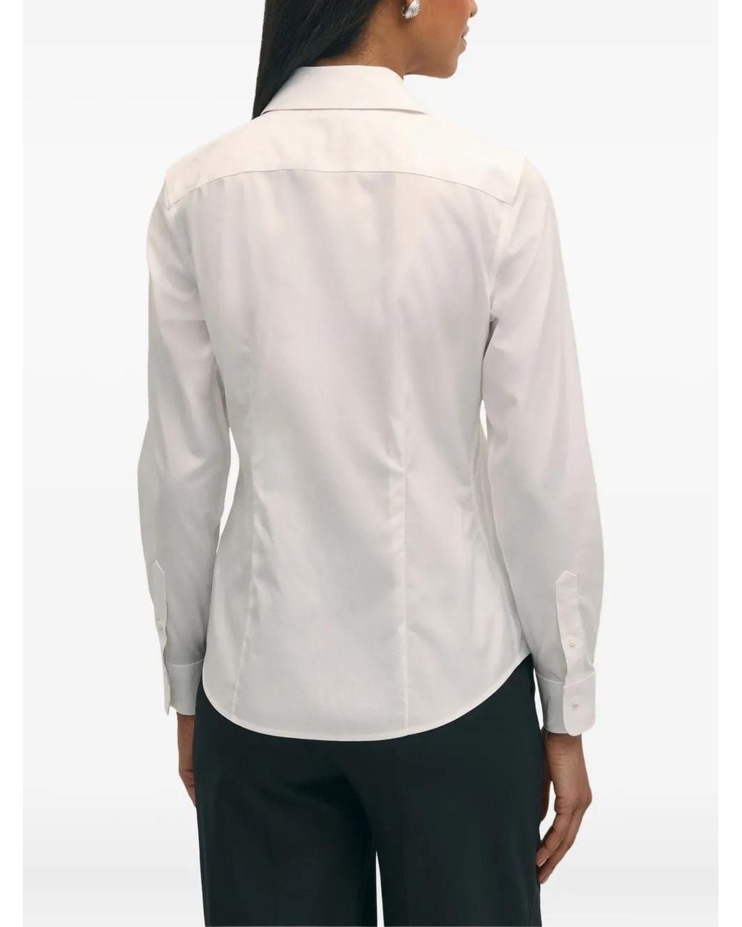 Brooks Brothers White Long-Sleeve Blouse