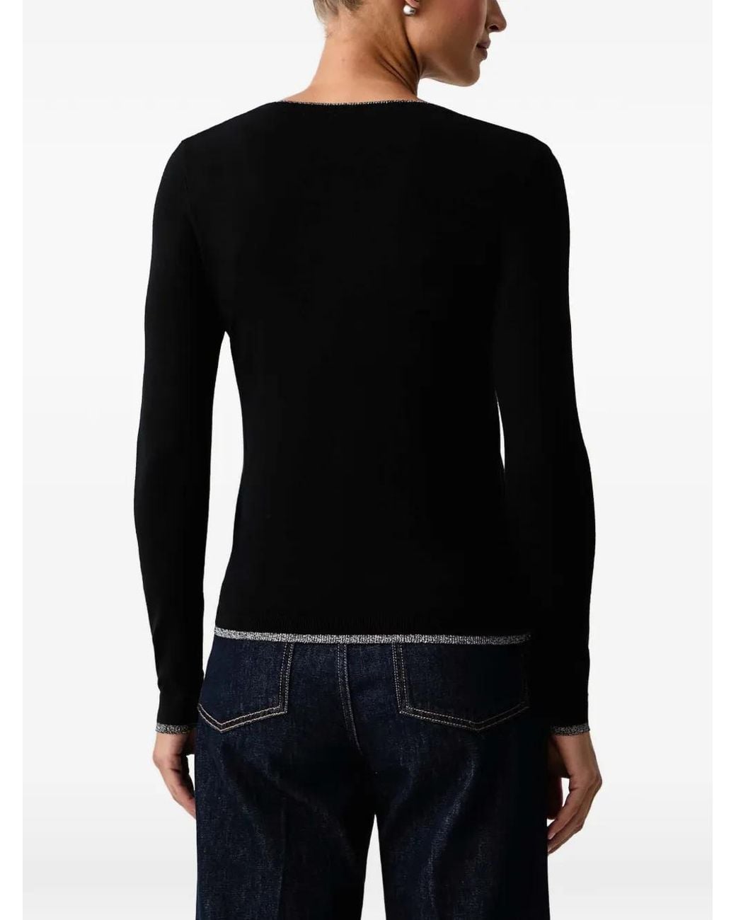 Liu Jo Black Knit Sweater With V-Neck
