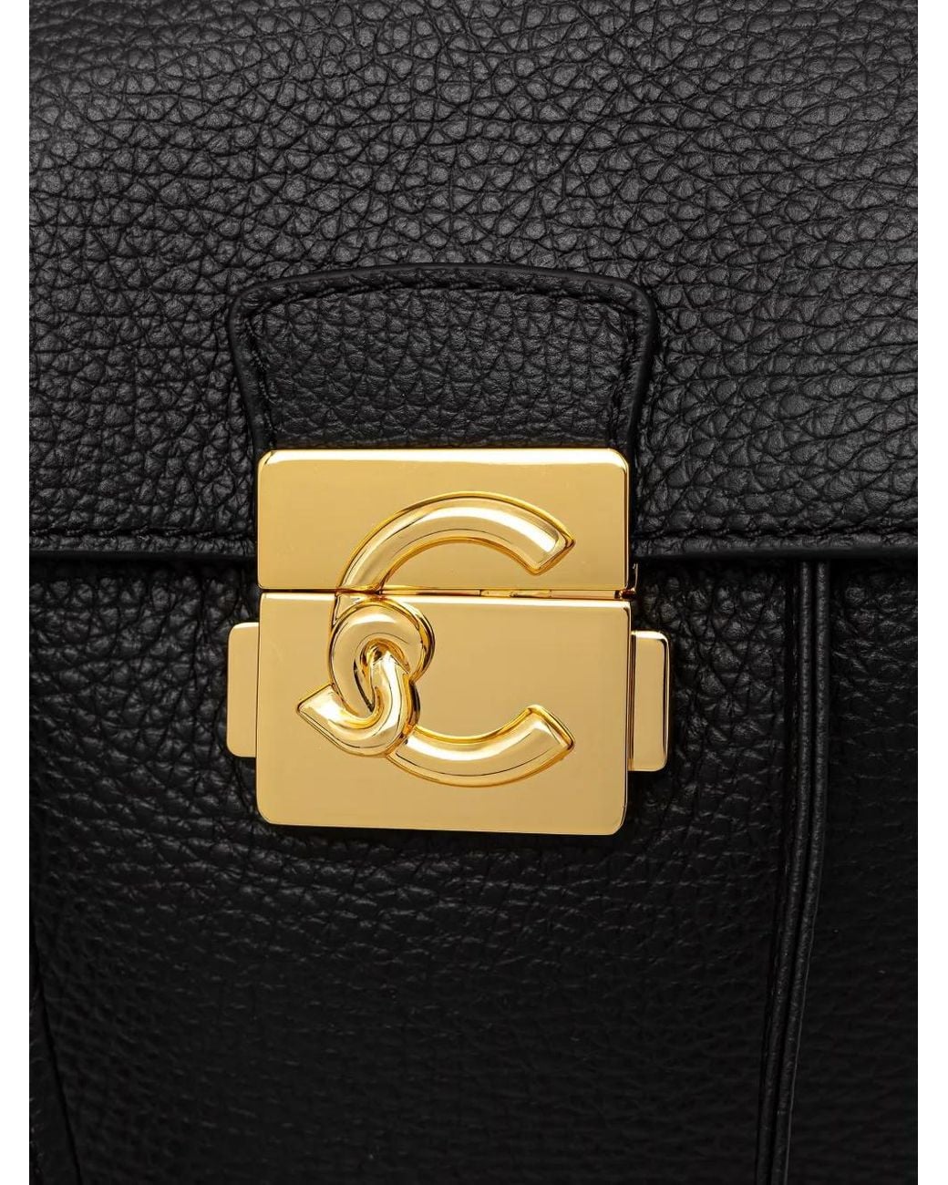 Coccinelle Black Small C-Me Lock Grained Leather Backpack