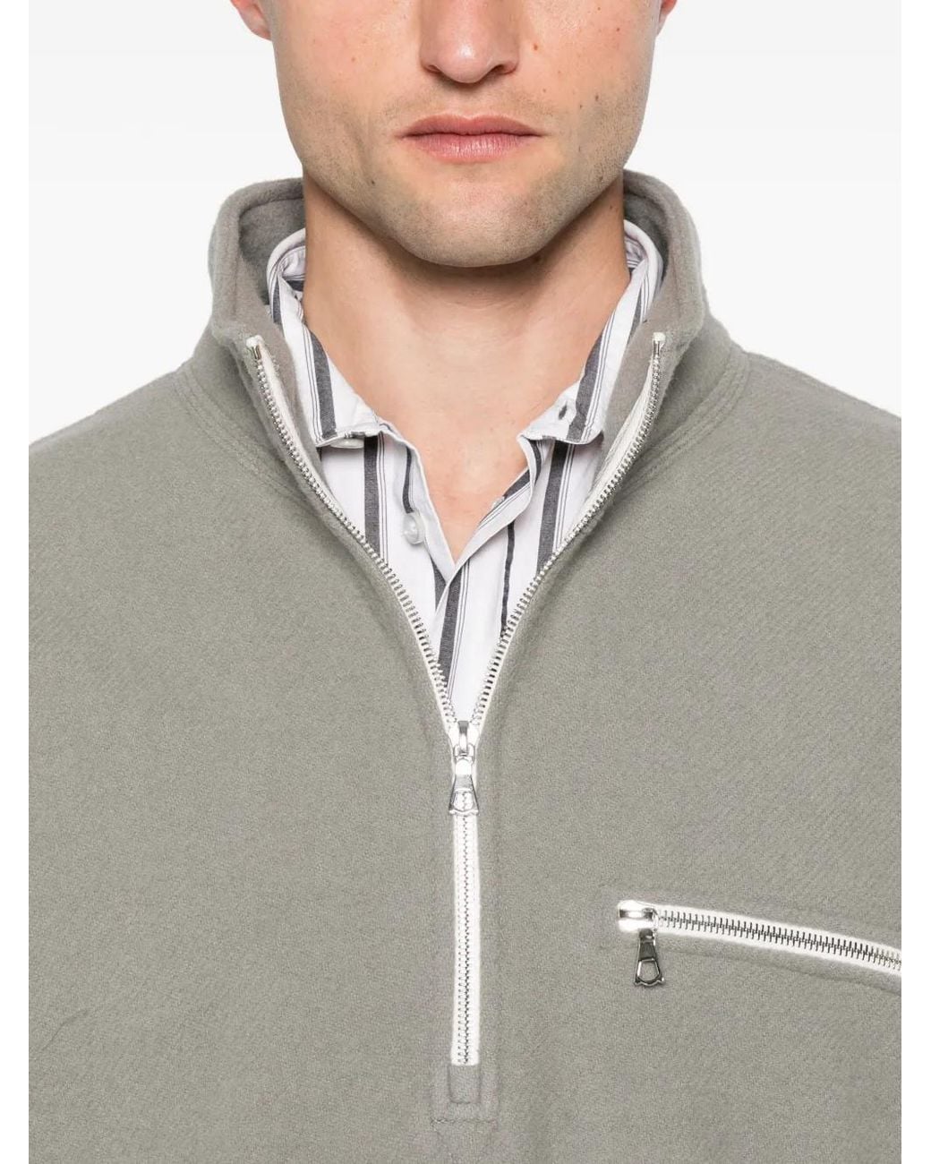 Rier Gray Half-Zip Fleece Sweatshirt for men