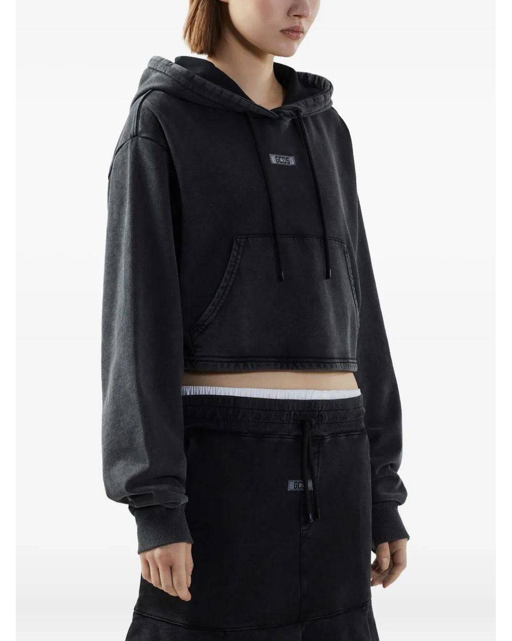 Gcds Black Cotton Hoodie