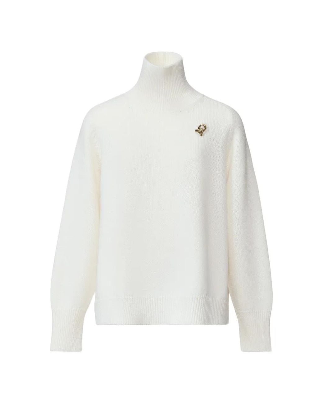 Fabiana Filippi White Logo-Plaque Roll-Neck Sweater