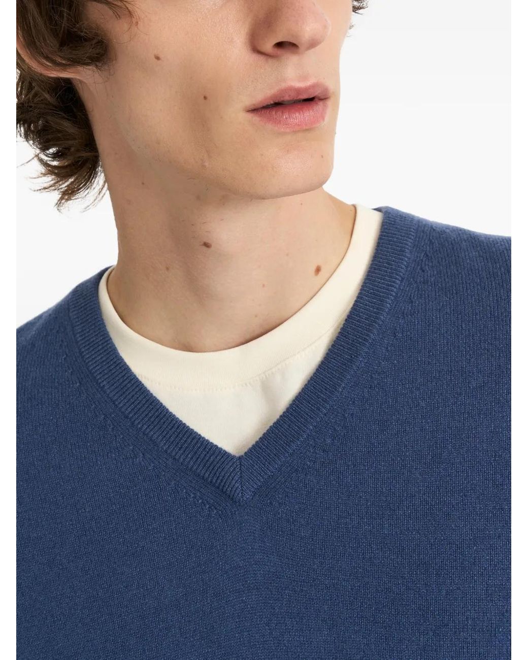 Pringle of Scotland Blue V-Neck Cashmere Sweater for men