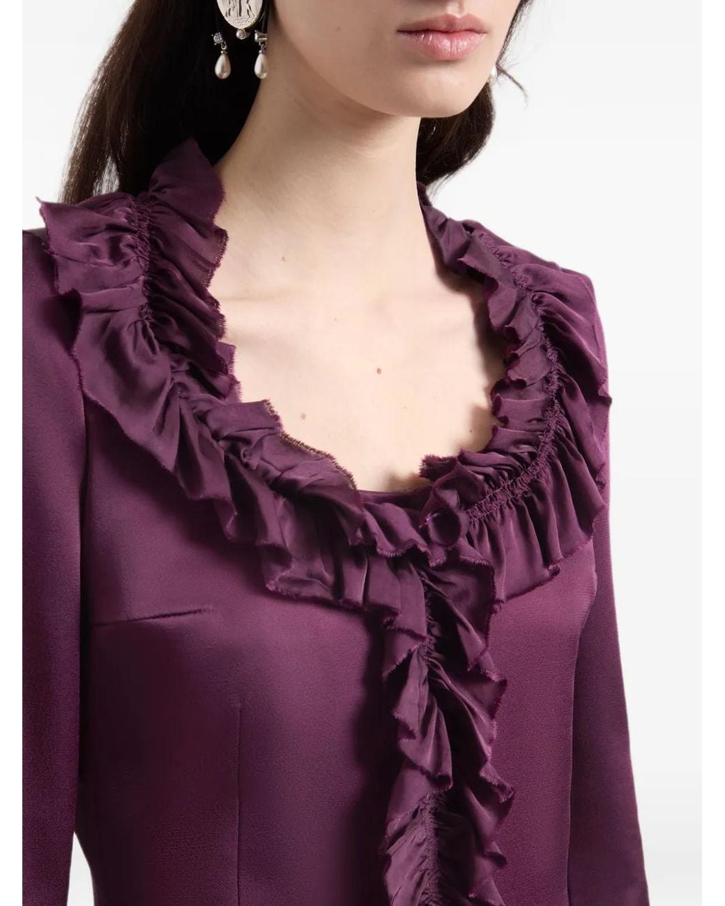 Nina Ricci Purple Ruffled-Trim Cady Jacket