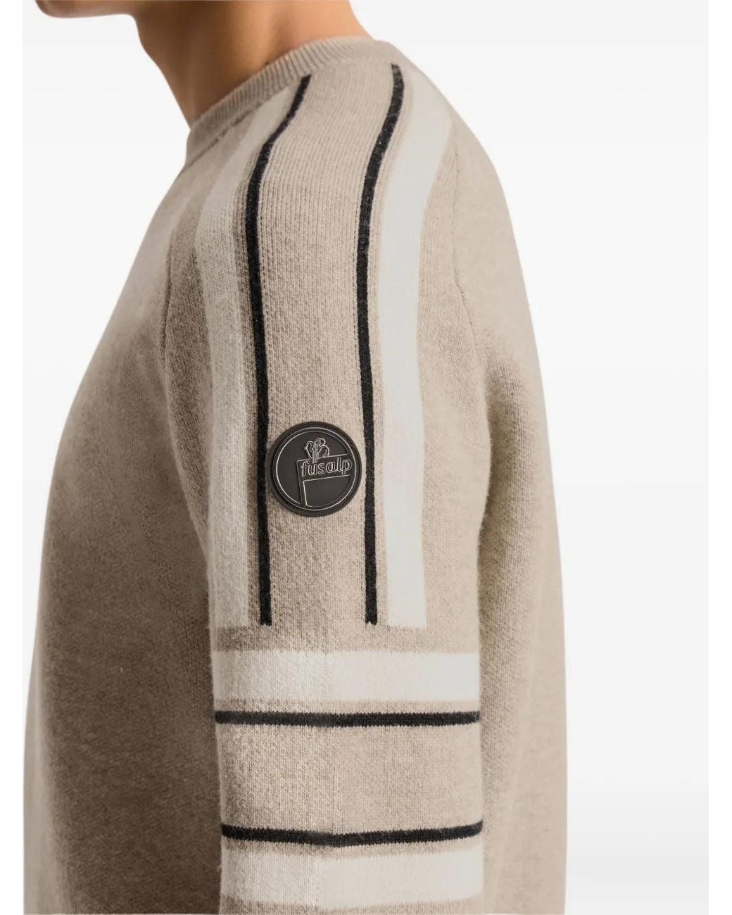Fusalp Gray Jacquard-Striped Sweater for men