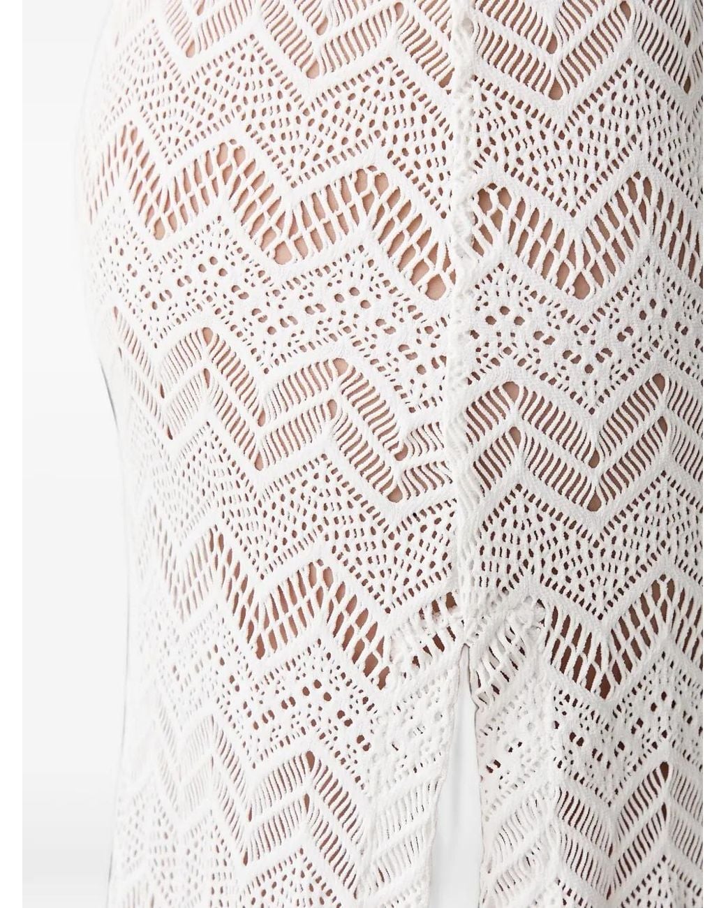 Vilebrequin White Lisanna Chevron-Knit Side-Slit Maxi Dress