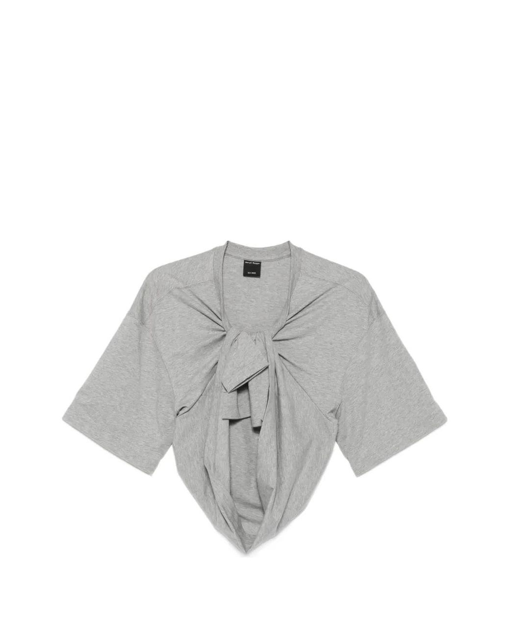 MERYLL ROGGE Gray T-Shirt Crop À Détail Noué
