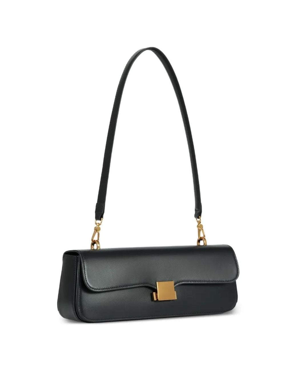 POTAMY White Flap Top Leather Shoulder Bag