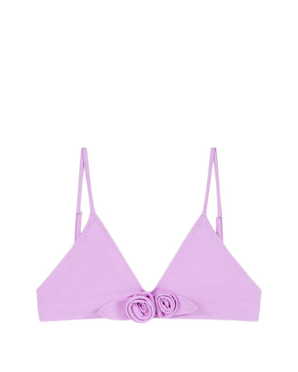 Coperni Purple Flower Gathered Bikini Top