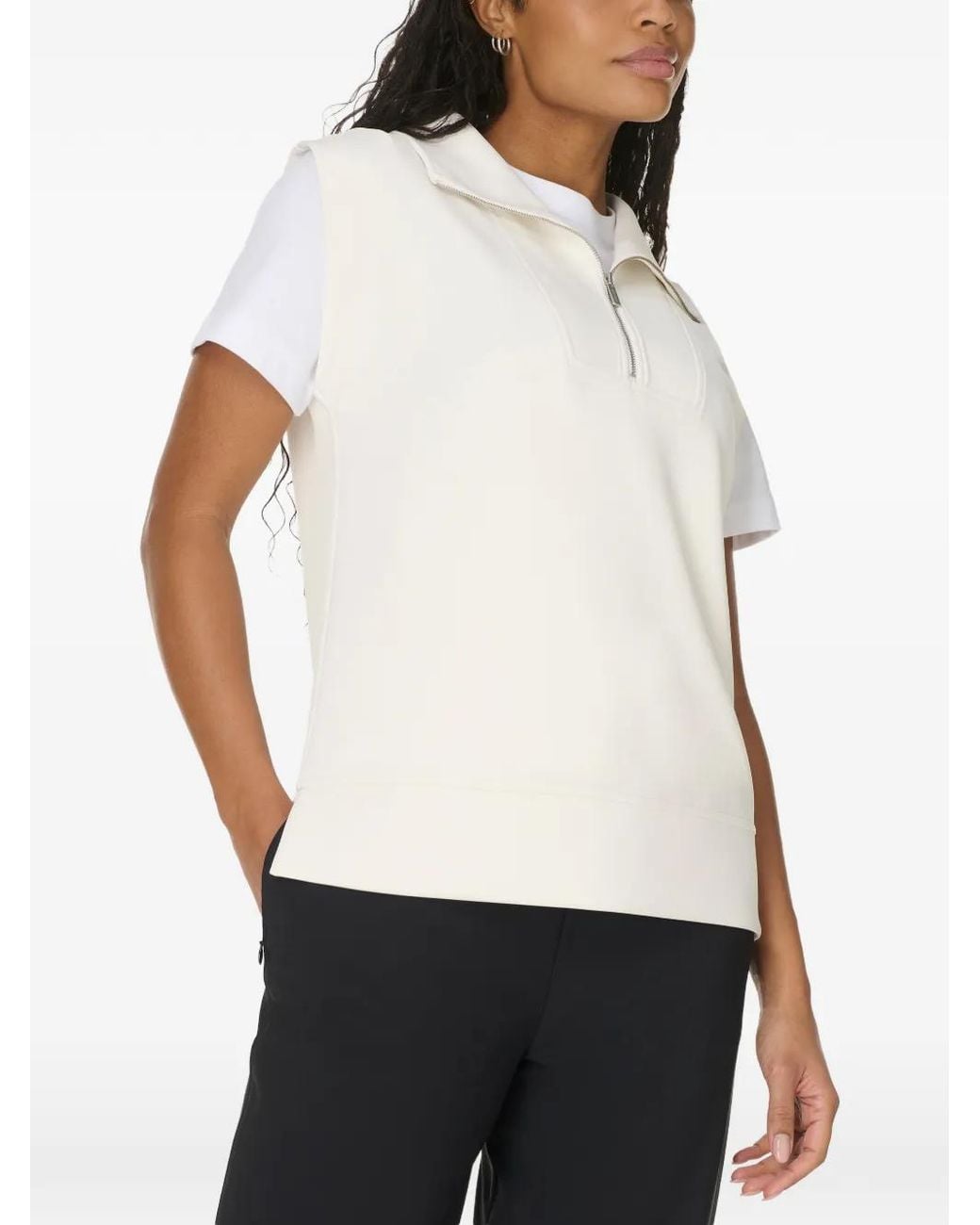 Sweaty Betty White Sand Wash Quarter-Zip Sleeveless Top