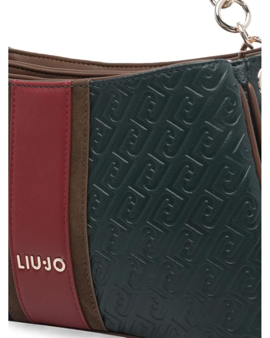 Liu Jo Black Monogram-Embossed Panelled Shoulder Bag