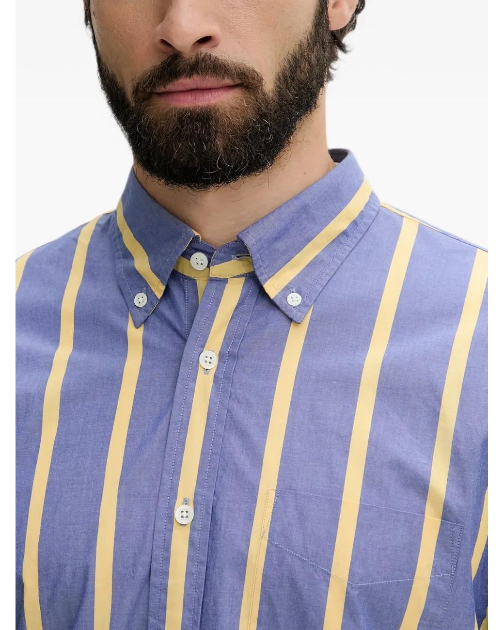 Gant Blue Vertical-Stripe Button-Down Shirt for men