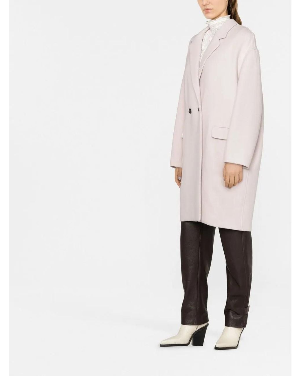 Isabel Marant Natural Double-Breasted Midi Coat