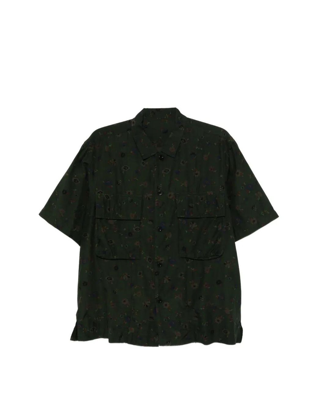 Sacai Black Floral-Print Shirt for men