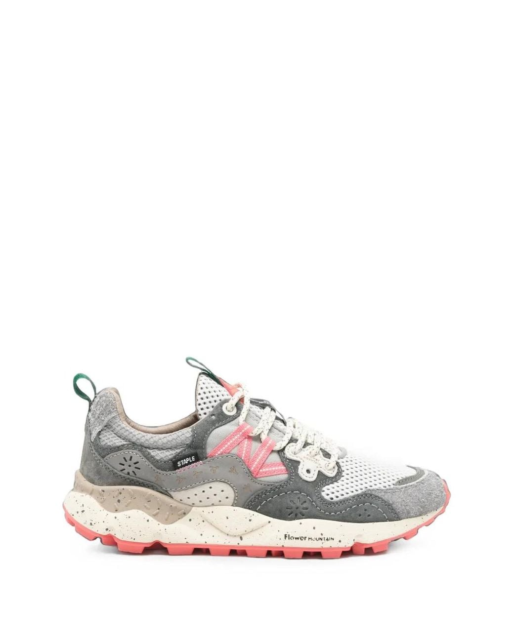 Flower Mountain White Panelled Mesh Sneakers