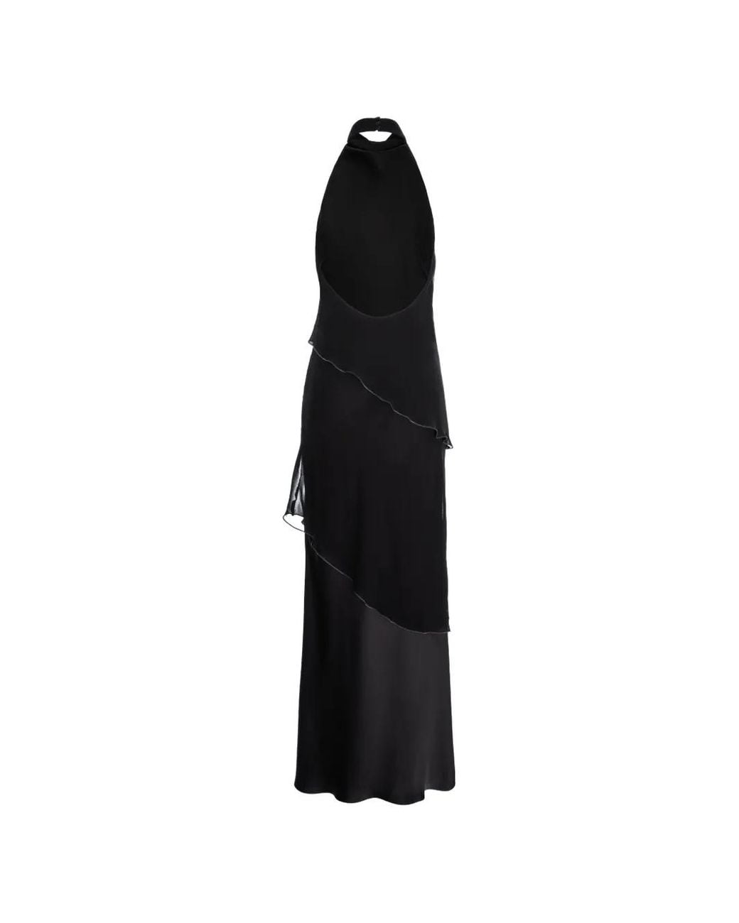 V:PM ATELIER Black Florance Layered Halterneck Maxi Dress