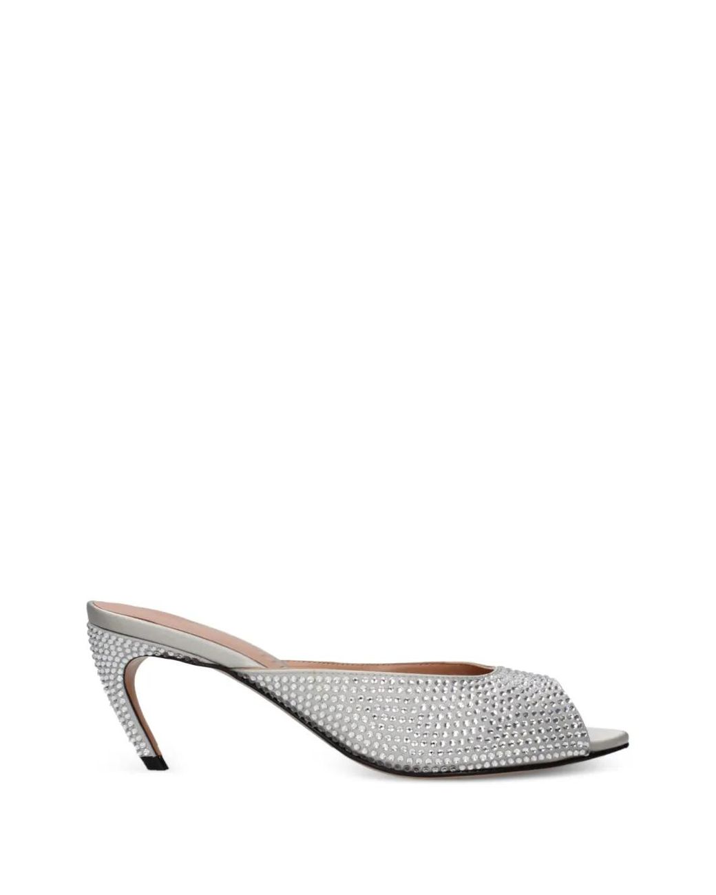 The Attico White Crystal-Embellished Satin Sandals