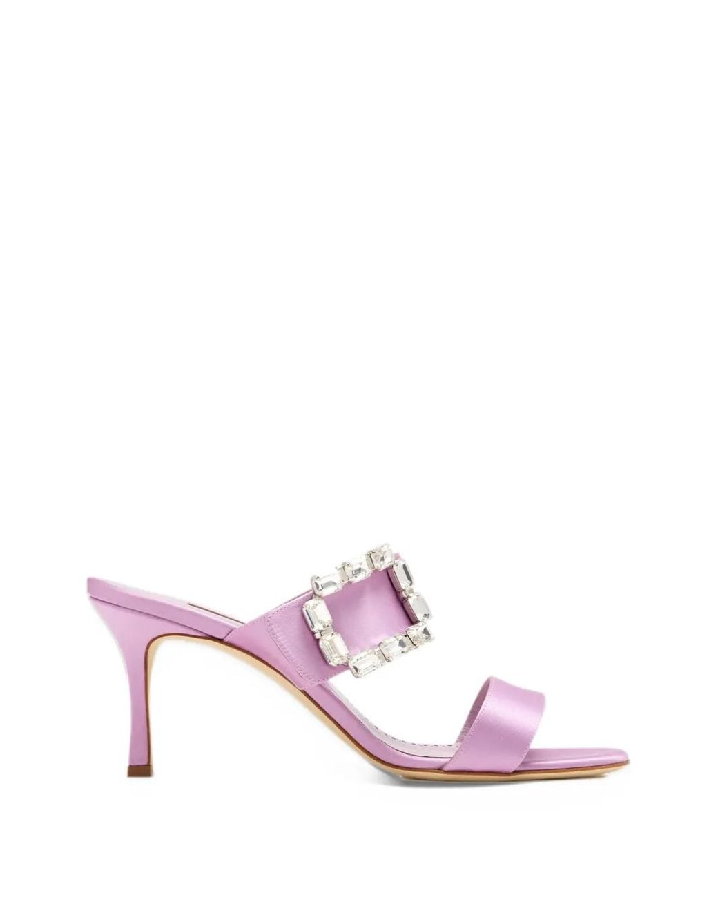 Manolo Blahnik Pink Mayjousan Crystal-Buckle Sandals