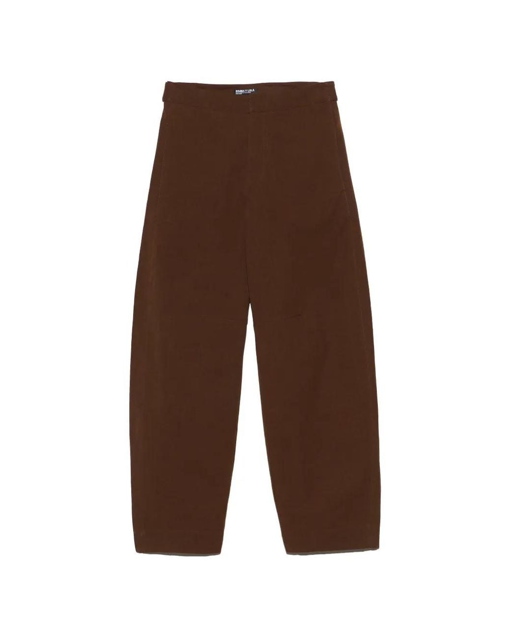 Bimba Y Lola Brown Oak Barrel-Leg Trousers With Adjustable Waist