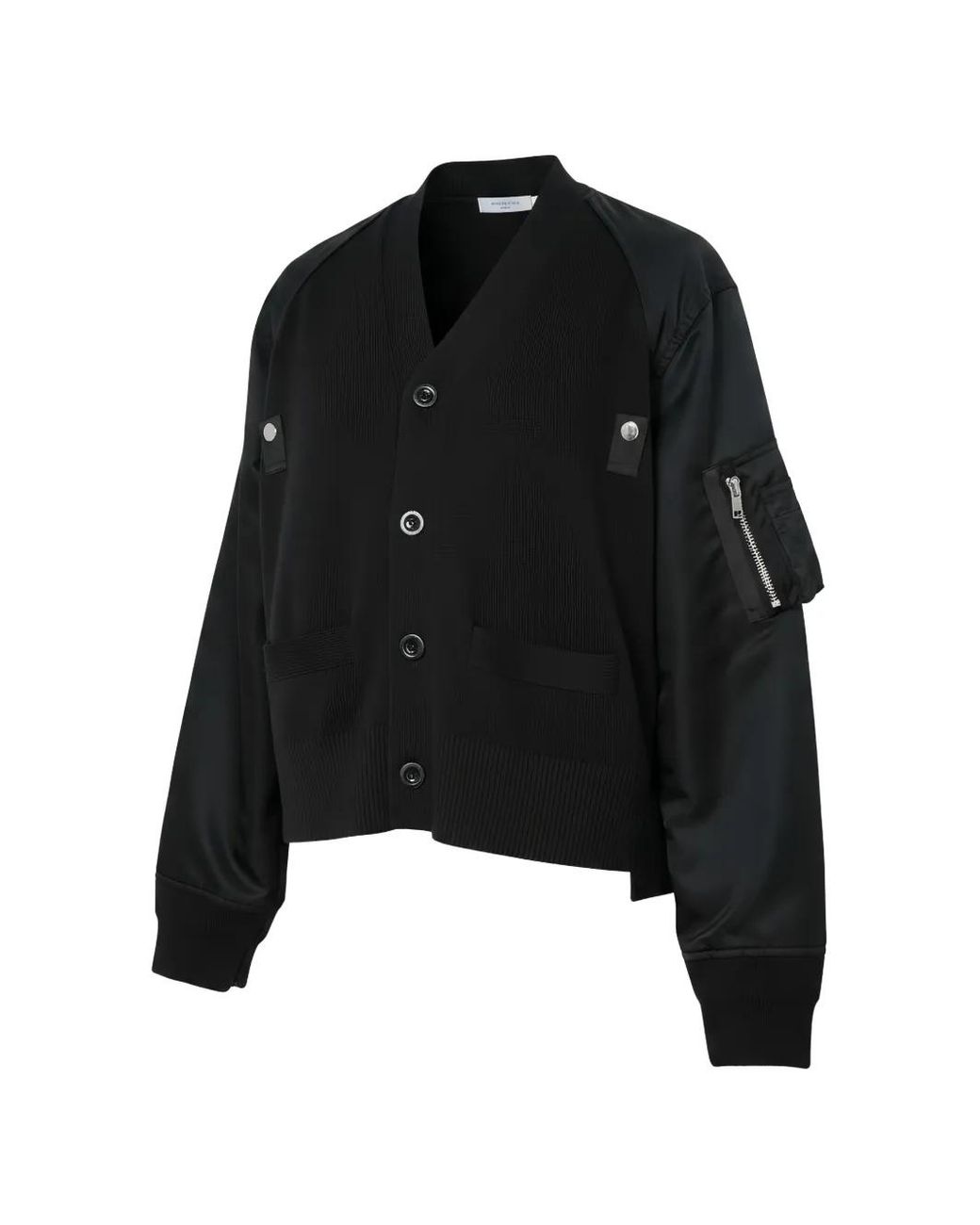 Sacai Black Panelled Knit Cardigan for men