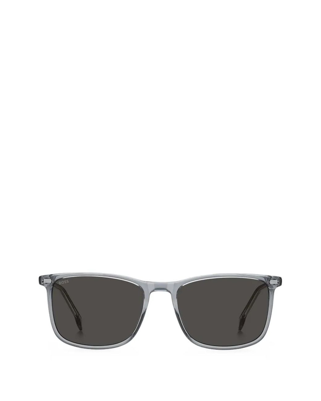 Boss Gray Rectangle-Frame Sunglasses for men