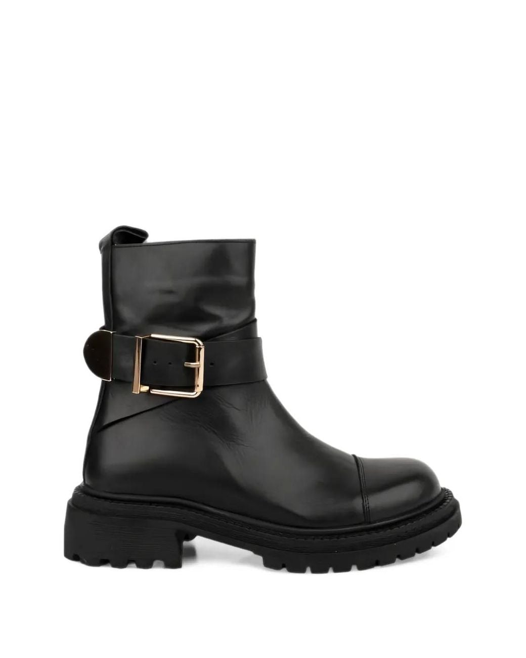 SERGIO MORETTI FIRENZE Black Buckle-Strap Ankle Boots