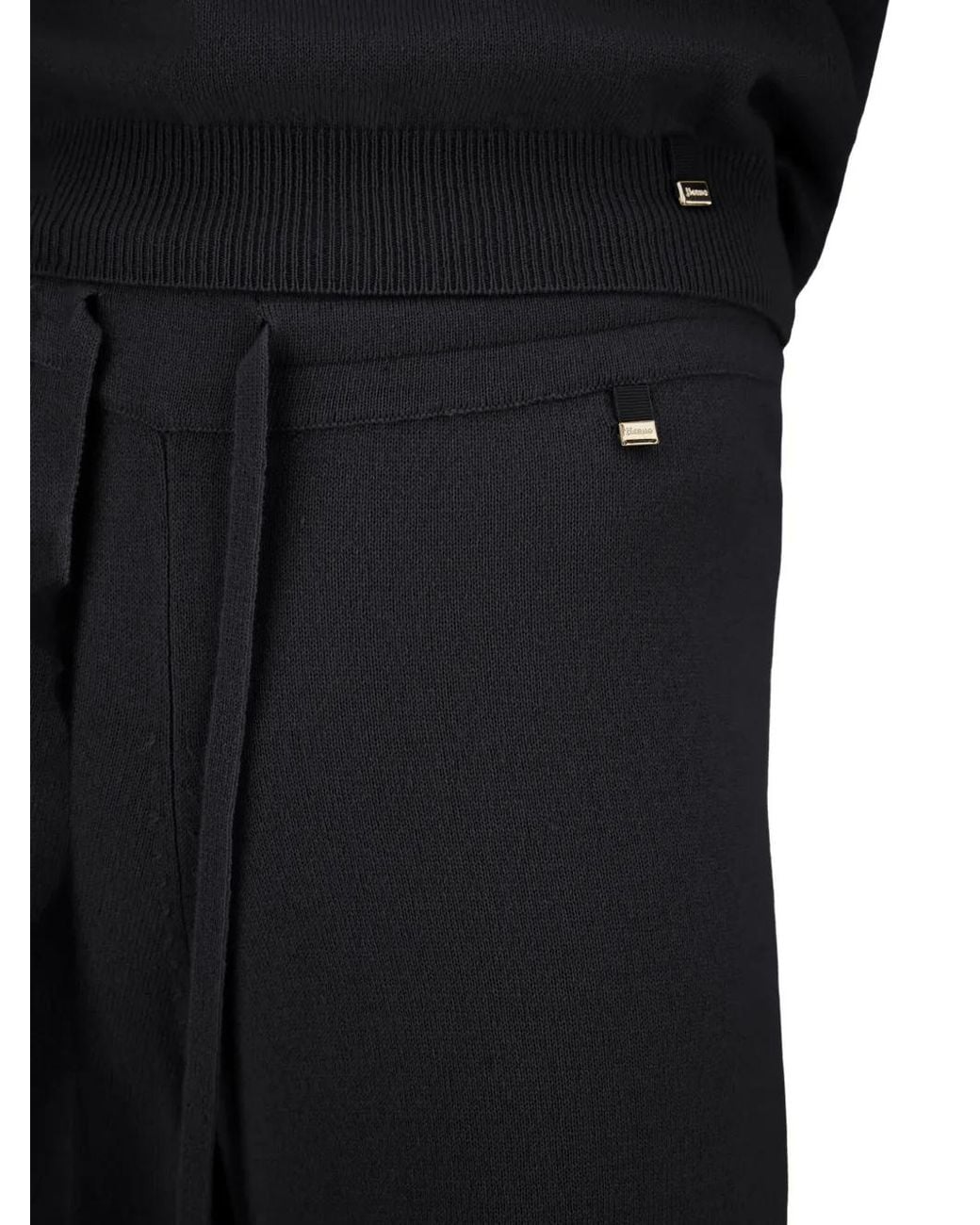 Herno Black Drawstring-Waist Cashmere Trousers