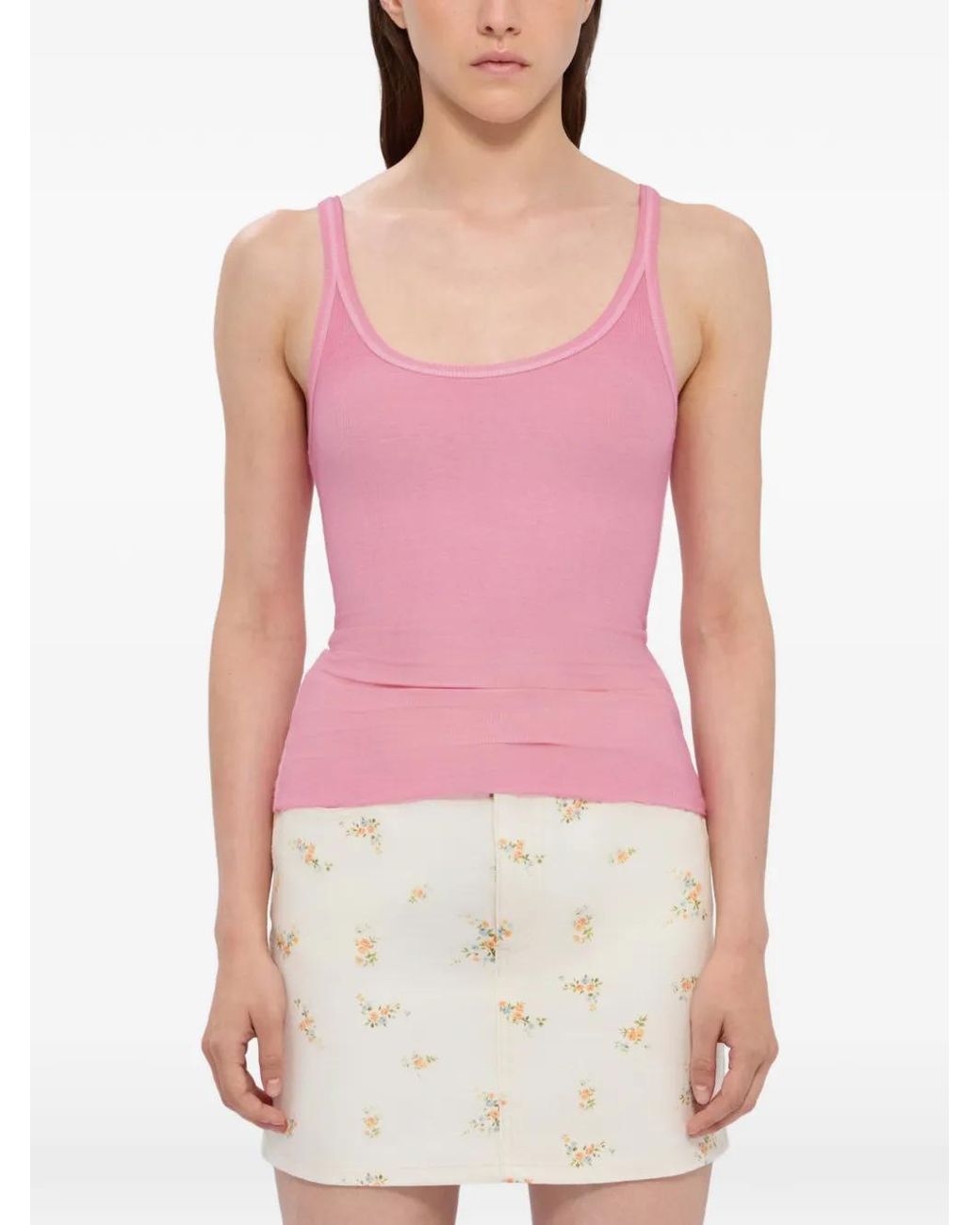 MSGM Pink Scoop-Neck Tank Top
