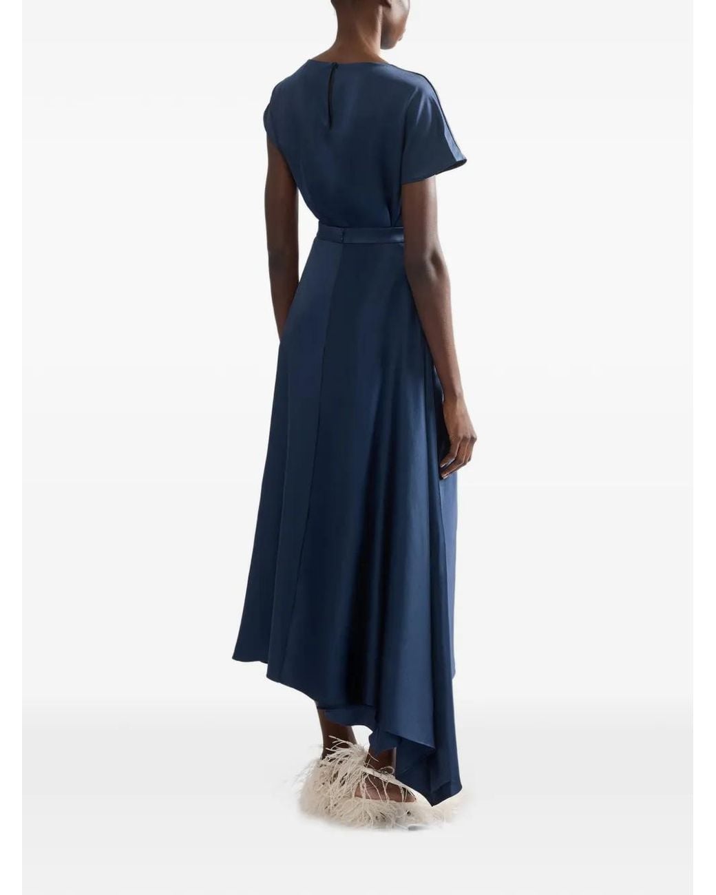 Erdem Blue Draped Asymmetric Top