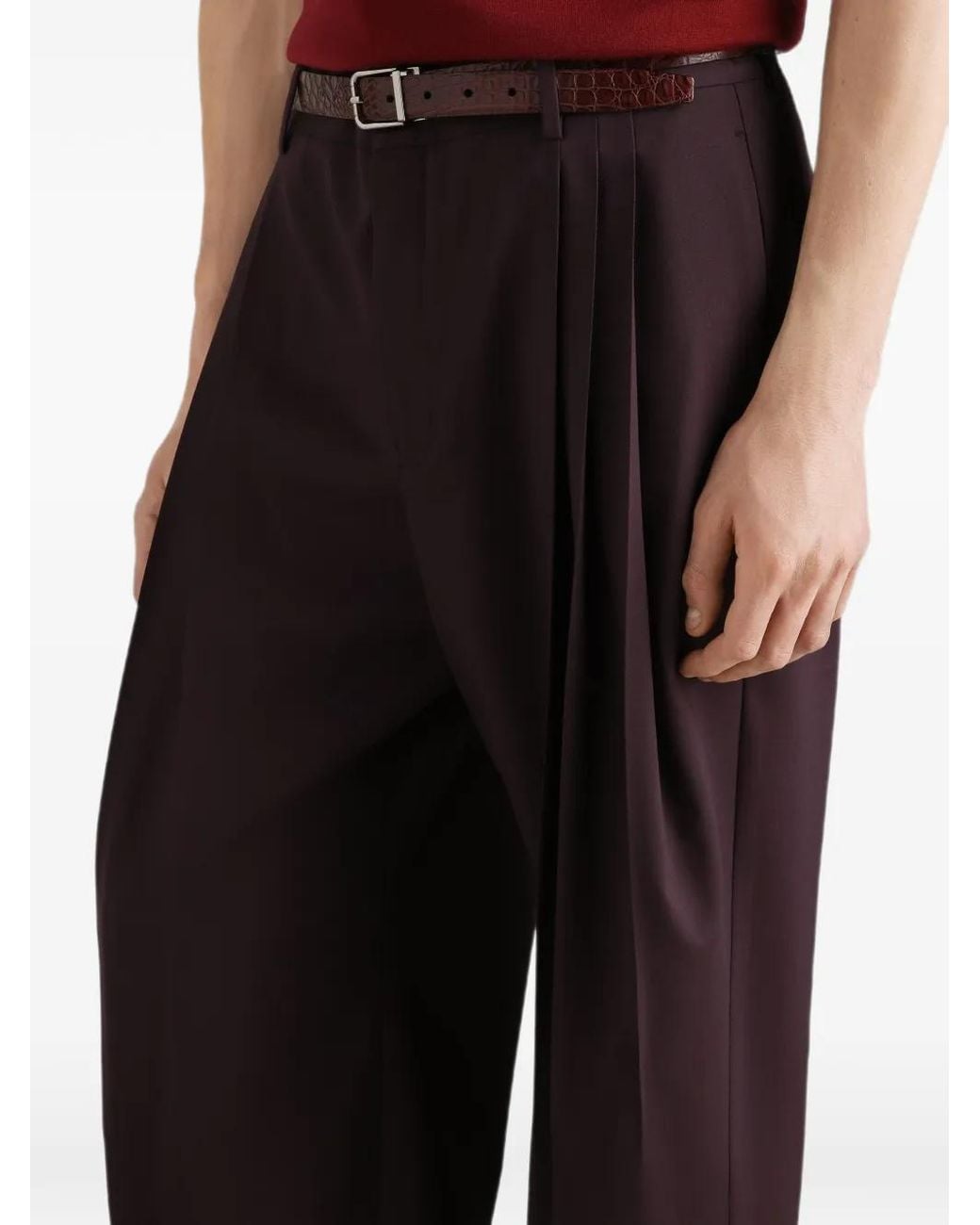 Dolce & Gabbana Purple Wool Trousers for men