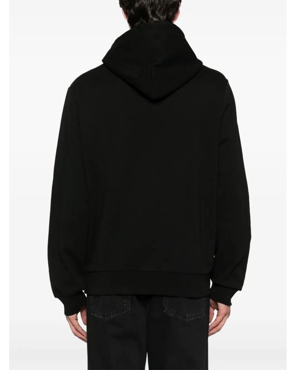 Lacoste Black Cotton Fleece Hoodie for men