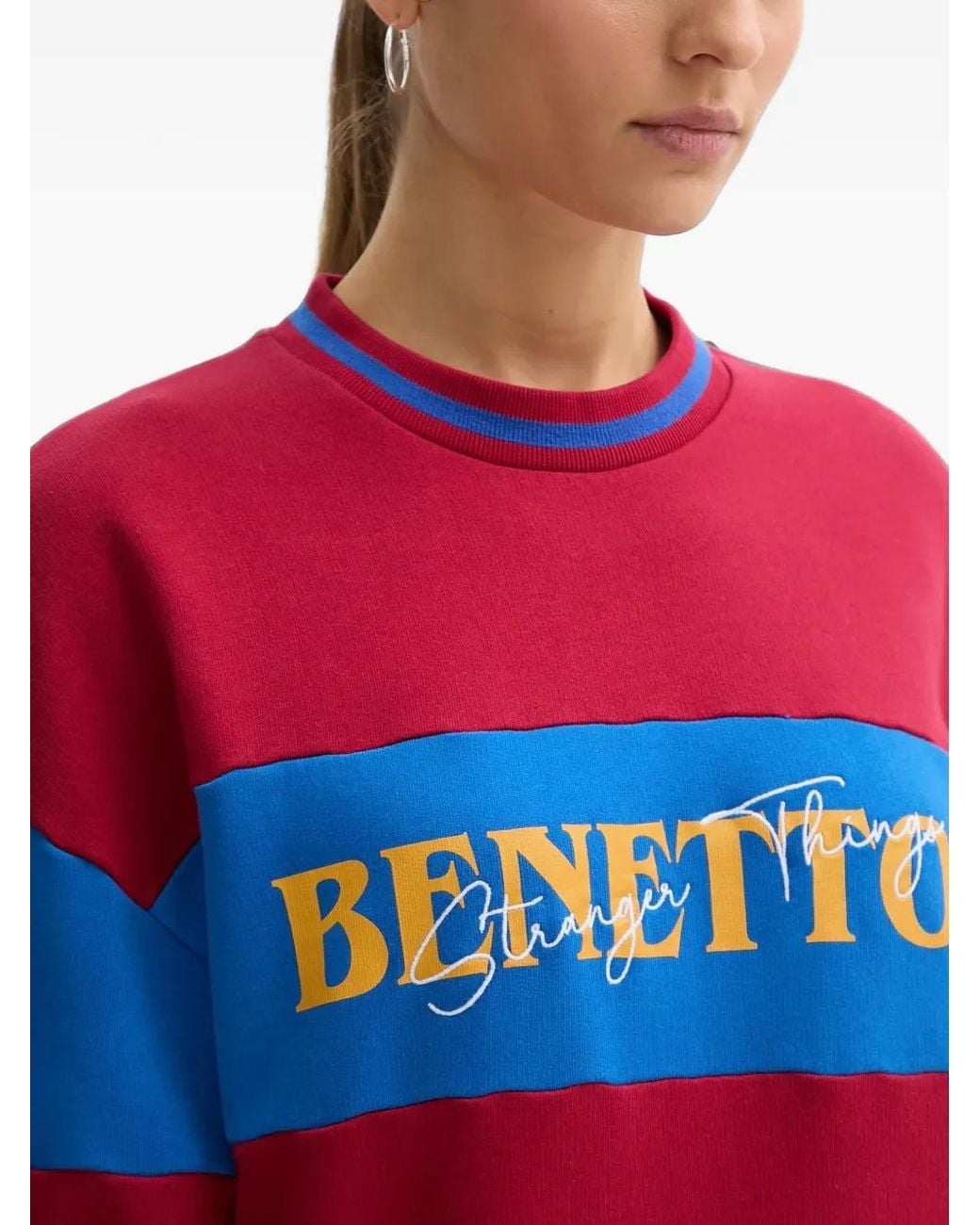 Benetton Red Stranger Things Colour-Block Sweatshirt