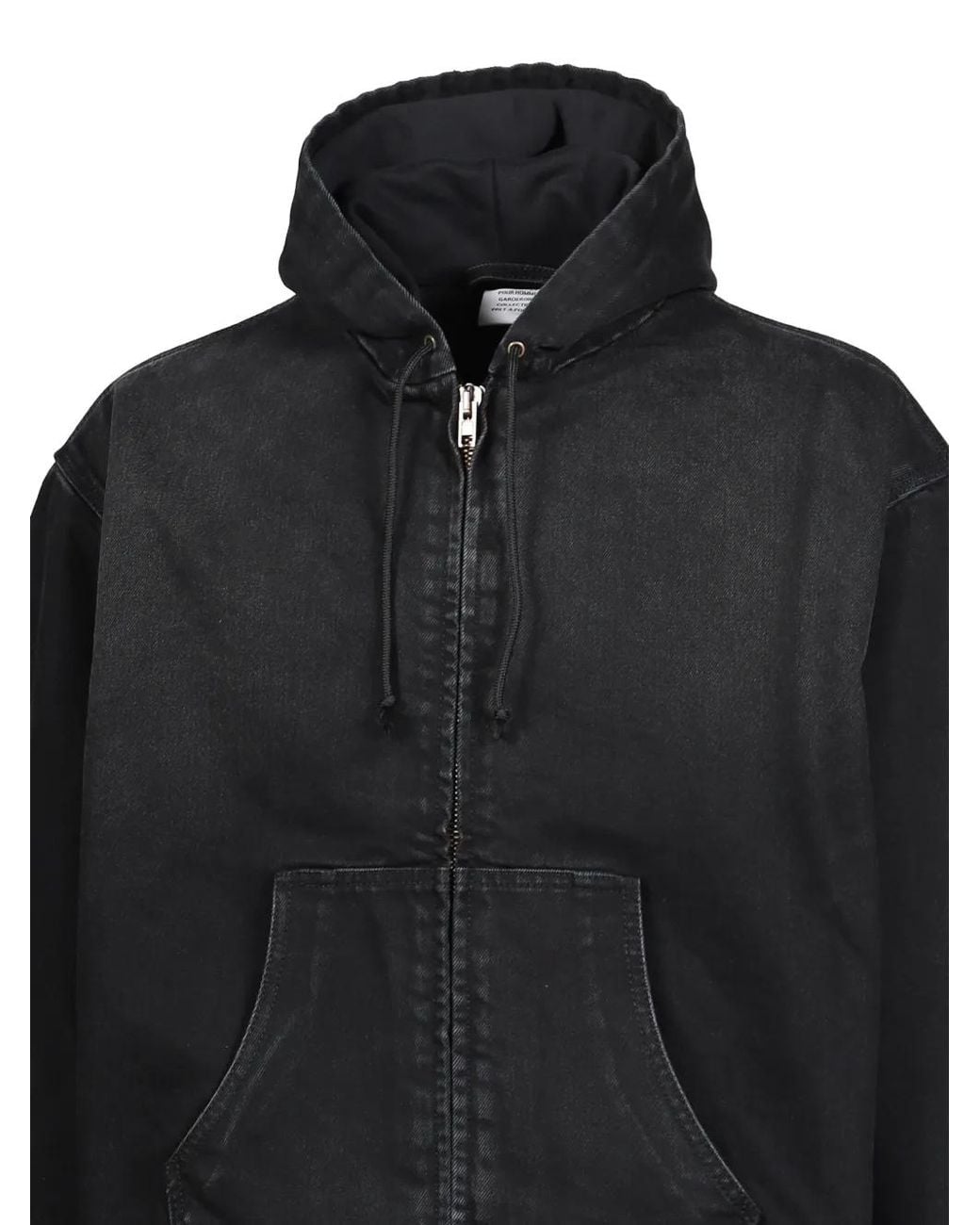 Vetements Black Hooded Denim Jacket for men