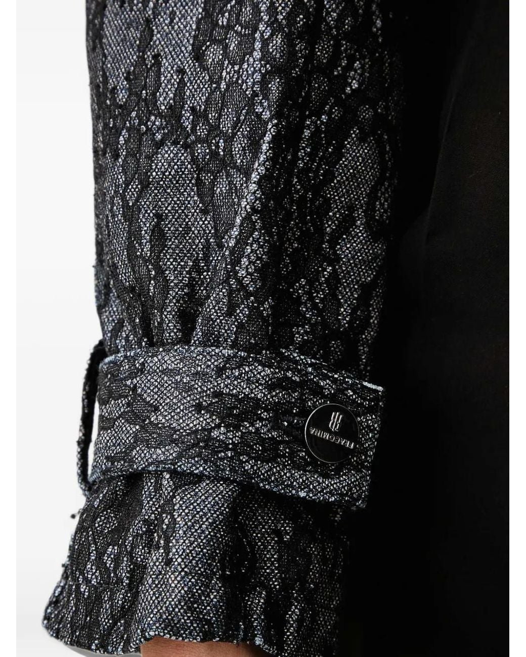 Fracomina Black Lace-Pattern Cropped Jacket