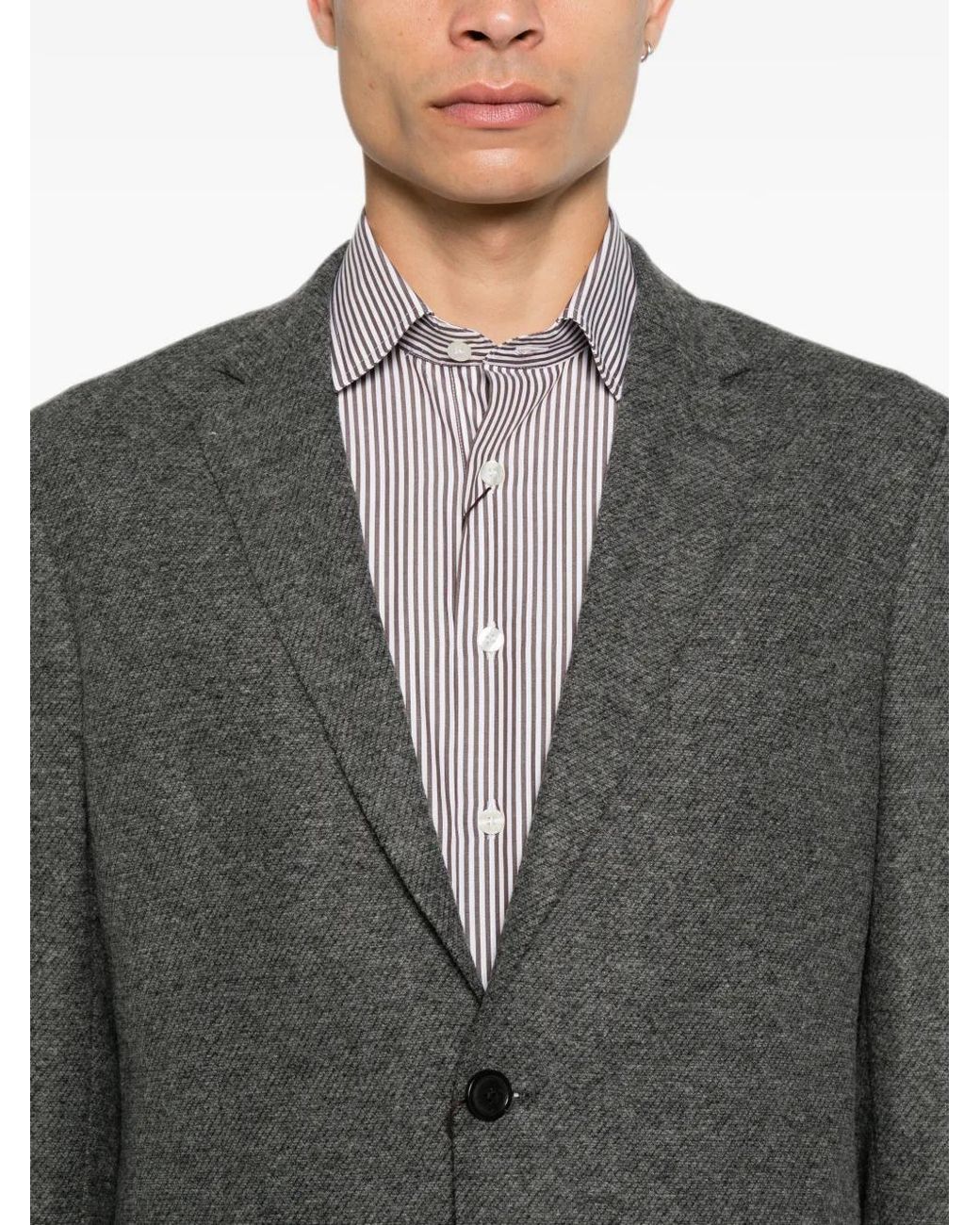 Etro Gray Notched-Lapels Blazer for men