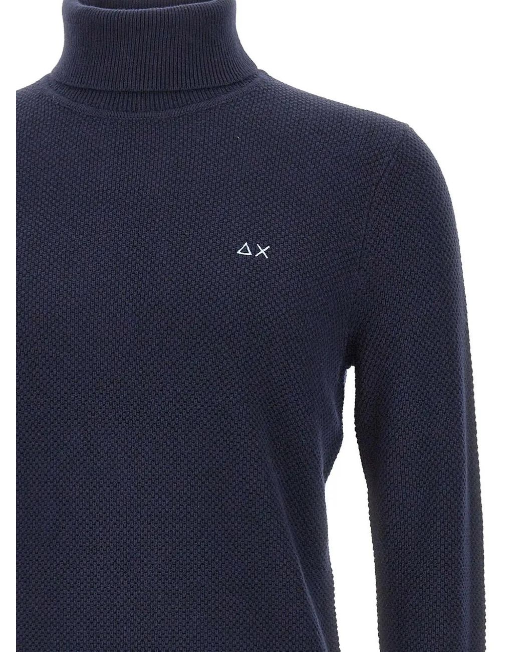 Sun 68 Blue Turtleneck Textured Sweater for men