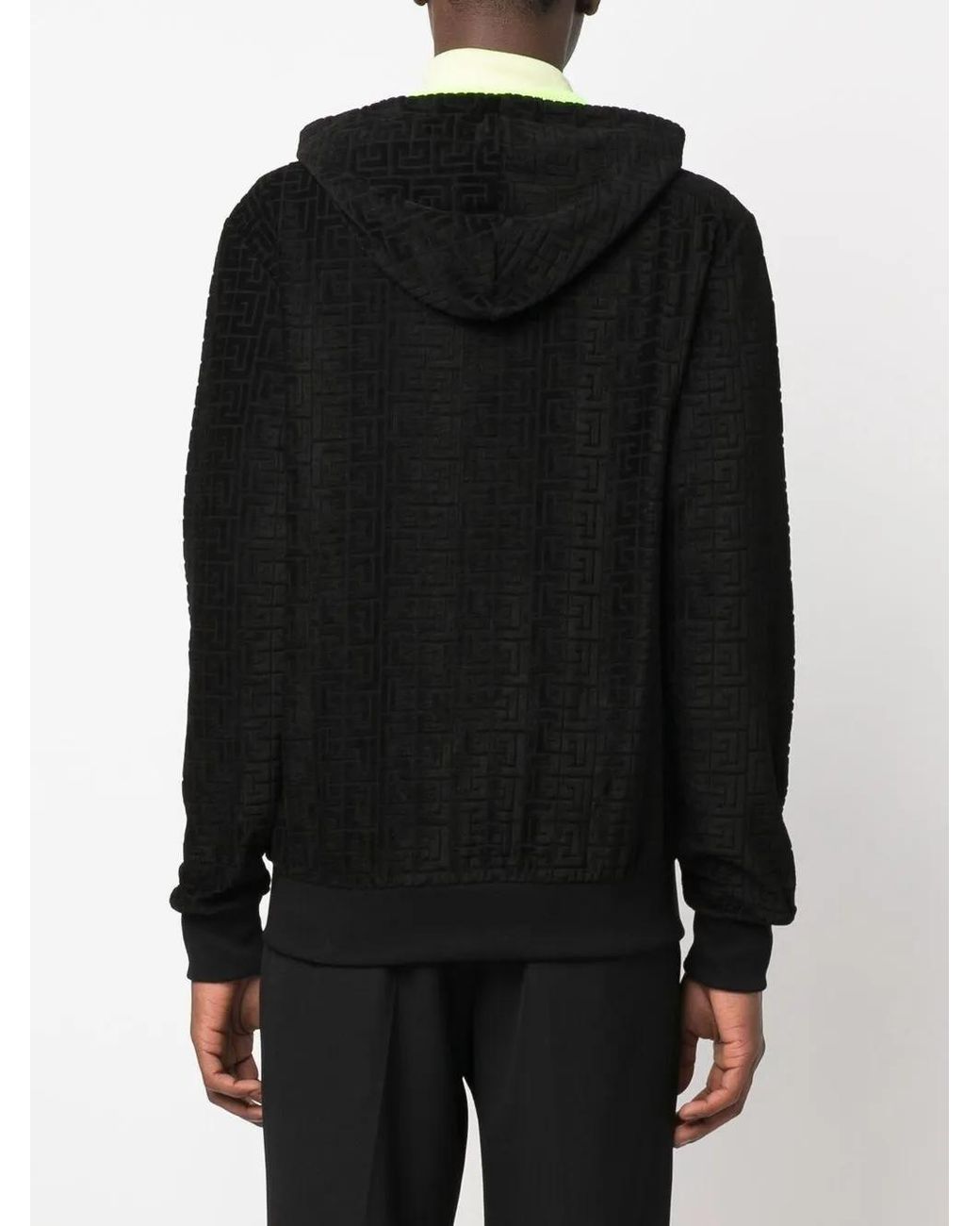 Balmain Black Logo-Print Hoodie for men