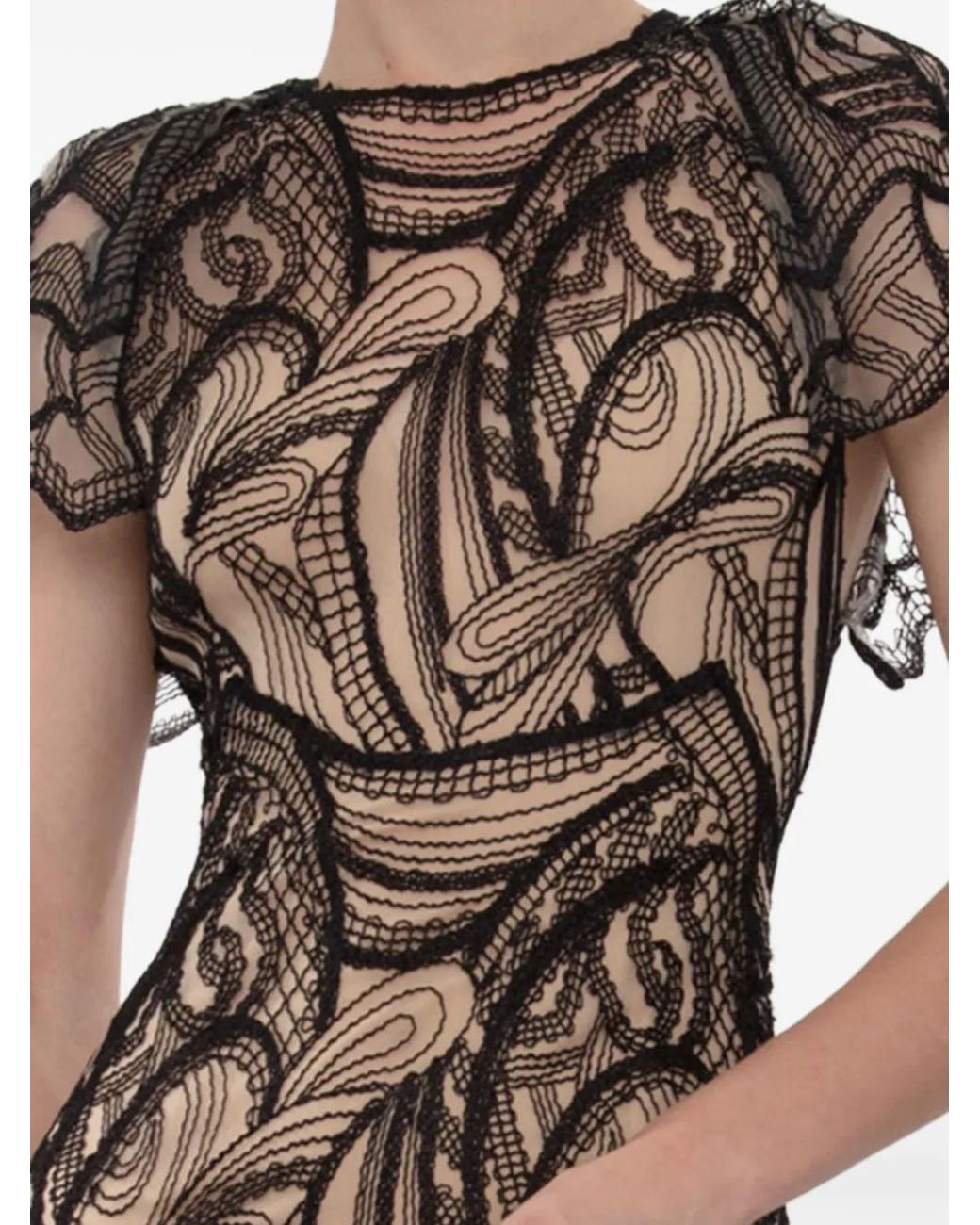 Gemy Maalouf White Open-Back Lace-Embroidered Dress