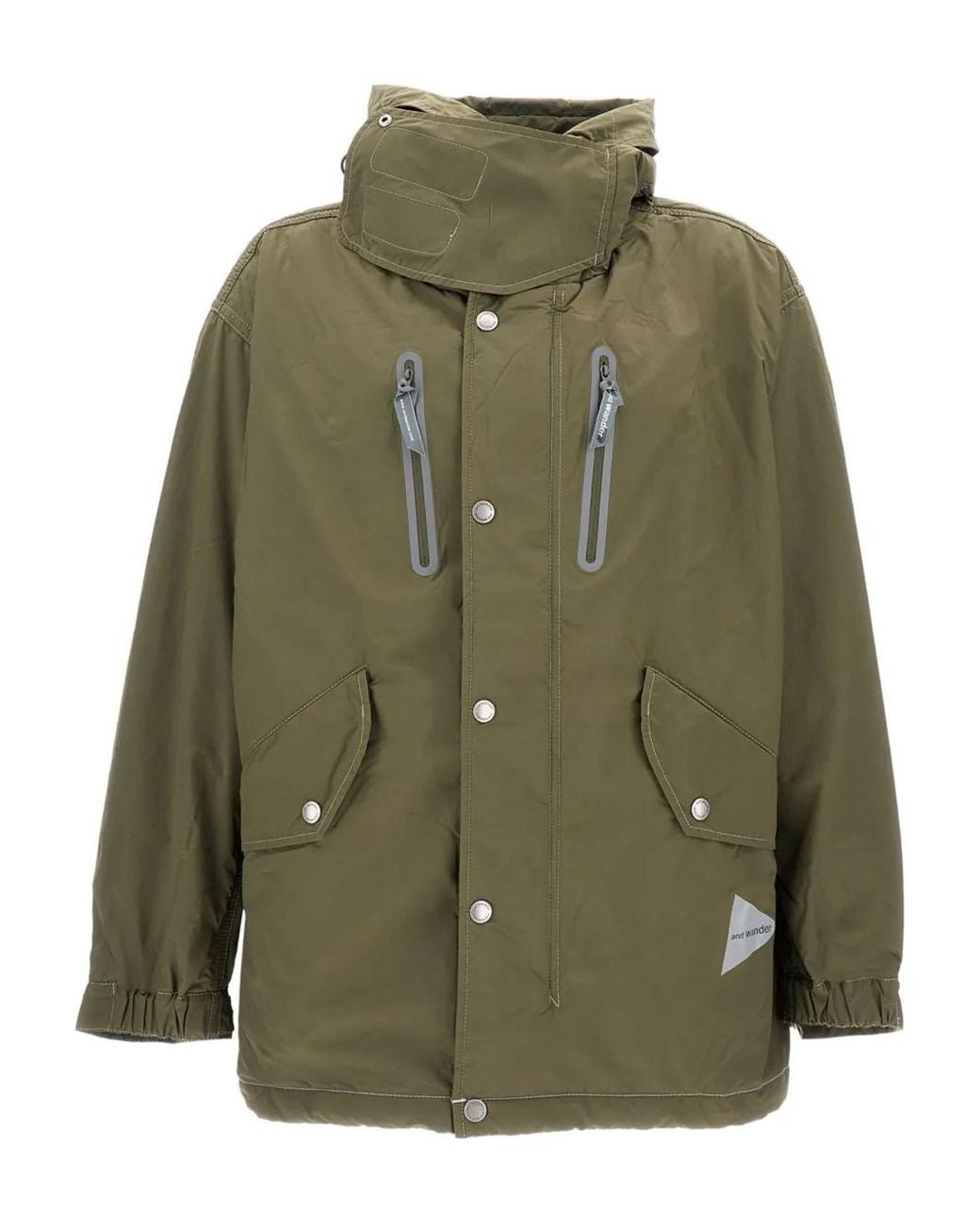 And Wander Green Reflective Hooded Jacket