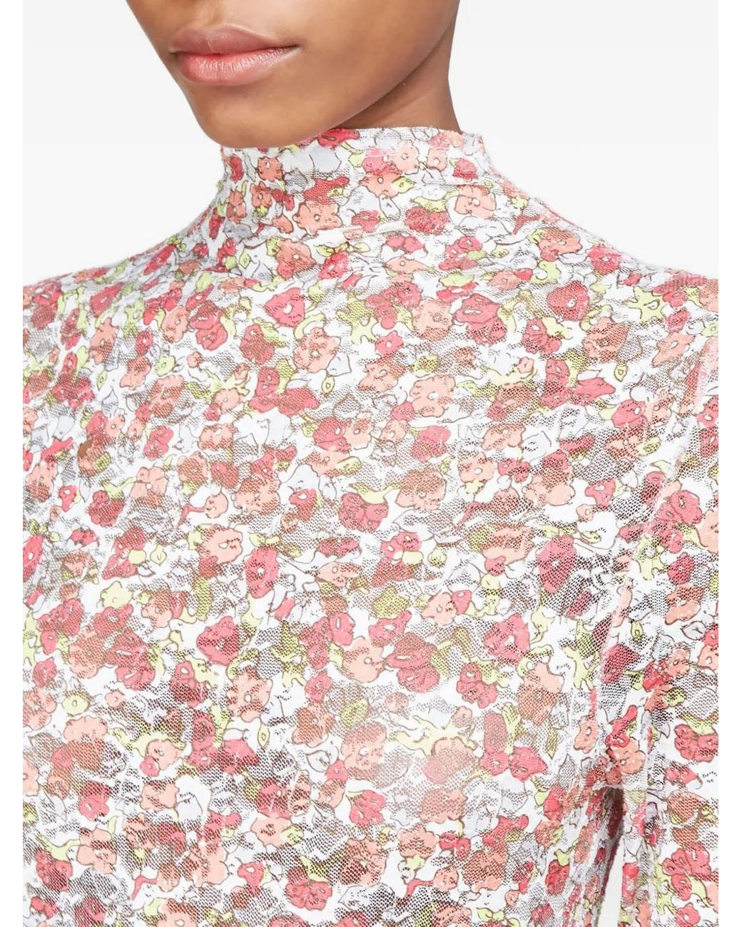 Collina Strada Red Floral-Print Long-Sleeve Top