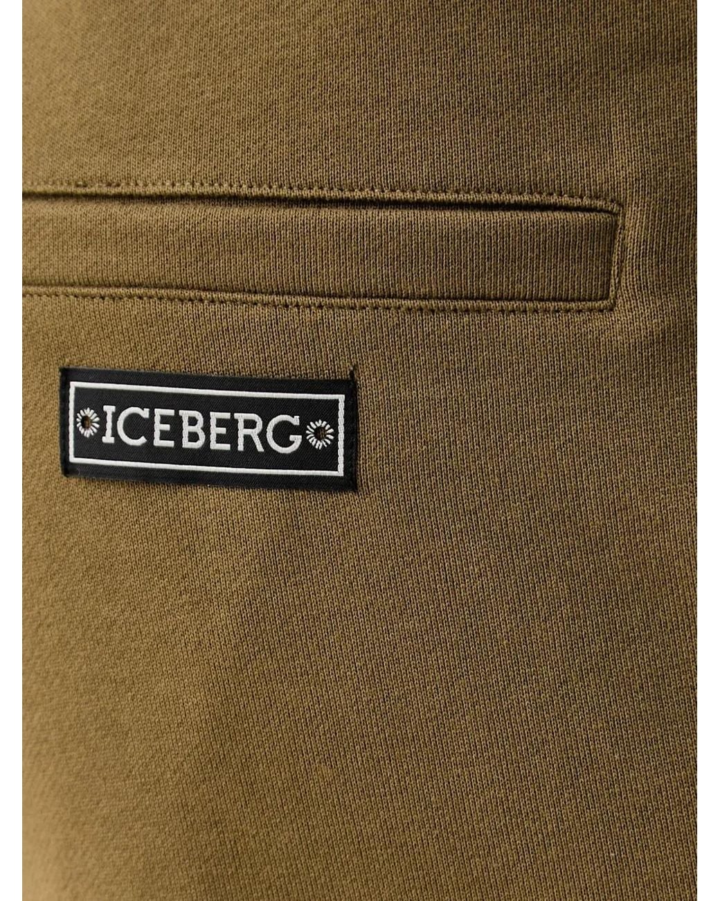 Iceberg Green Logo-Patch Drawstring Track Pants for men