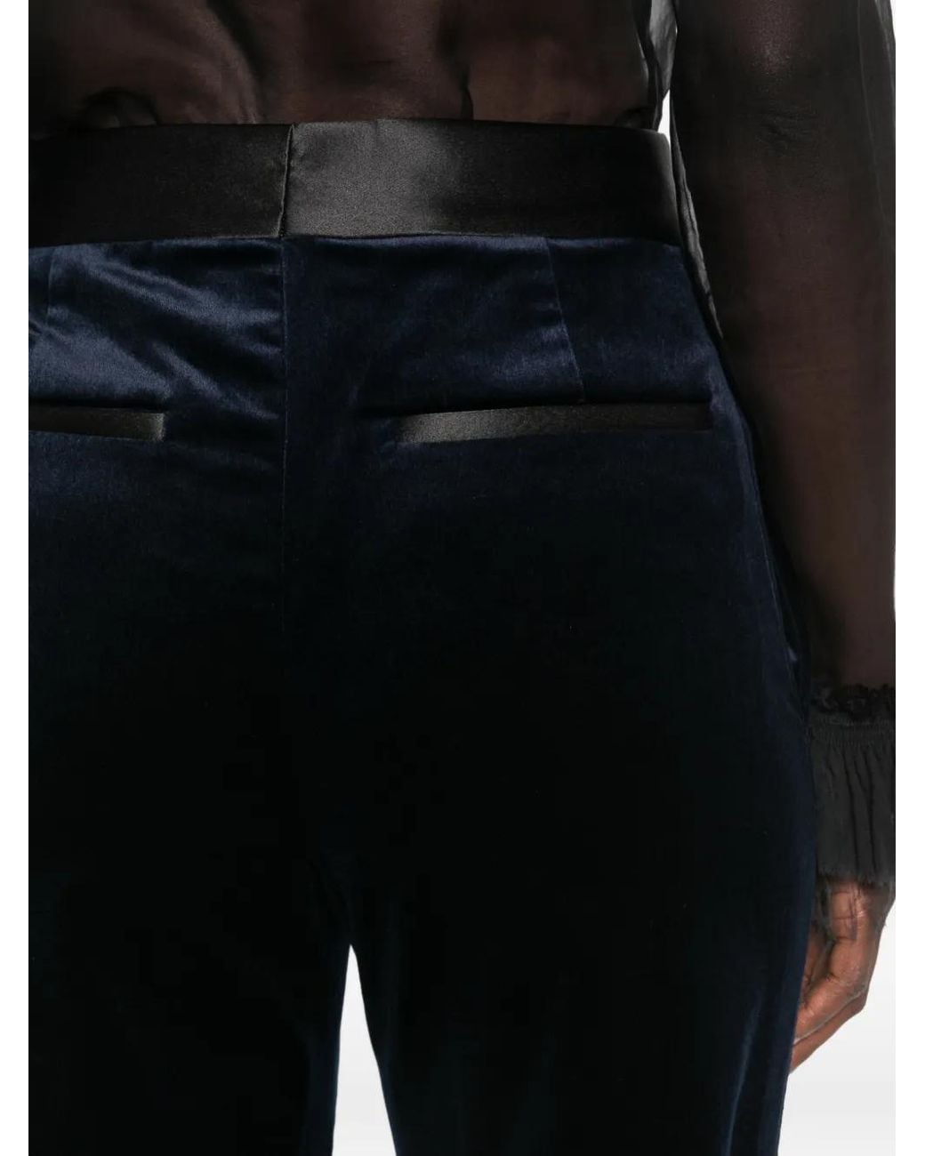 Victoria Beckham Black Velvet Flared Trousers